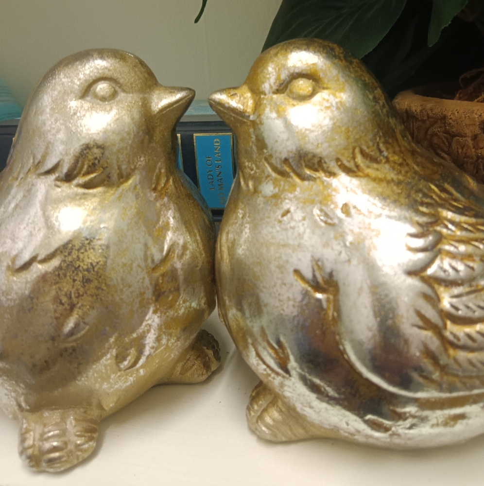 Silver Rustic farmhouse Style Bird Pair